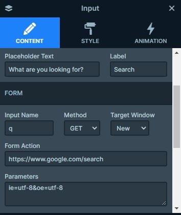 Settings of the input