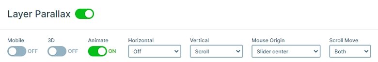 Settings of the layer parallax