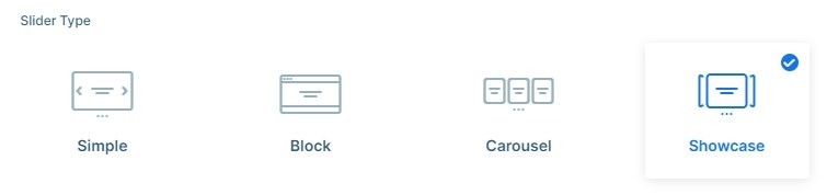 Showcase slider type