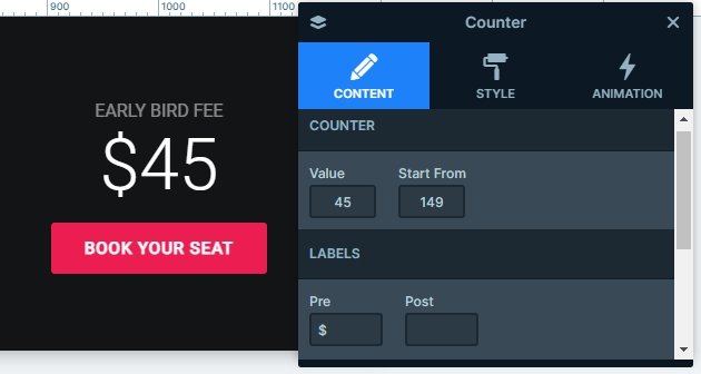 Settings of the counter layer