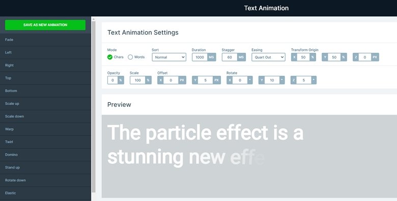 Text animation manager