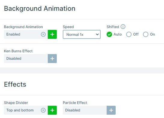 Animations and effects on the slider