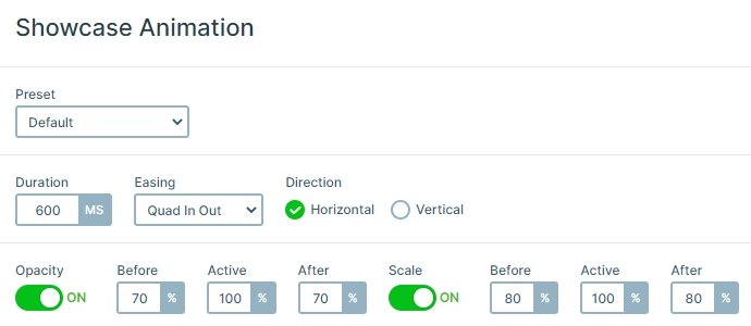 Showcase animations