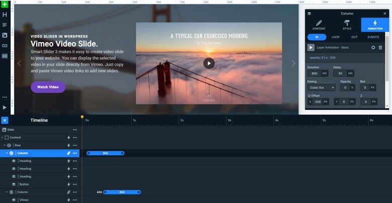 Layer animations and timeline