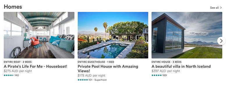 Homes slider - Airbnb