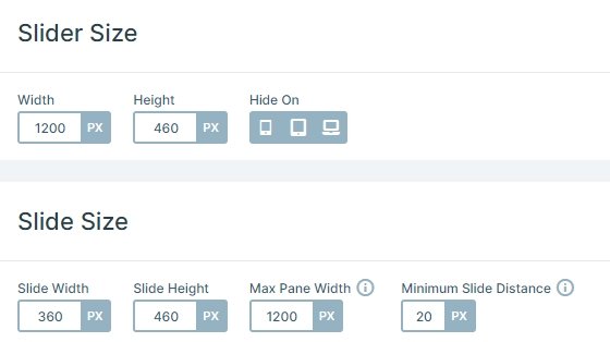 Slider and slide sizes