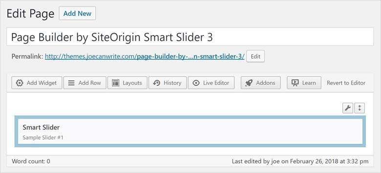 Page builder by SiteOrigin Smart Slider Widget