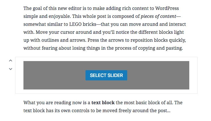 Select slider in Gutenberg block