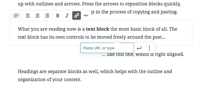 Adding a link to your text in Gutenberg