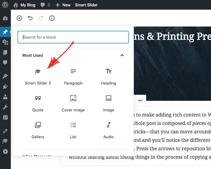 Smart Slider 3 block in Gutenberg