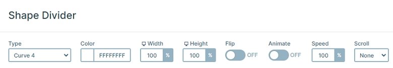 Settings of the shape divider