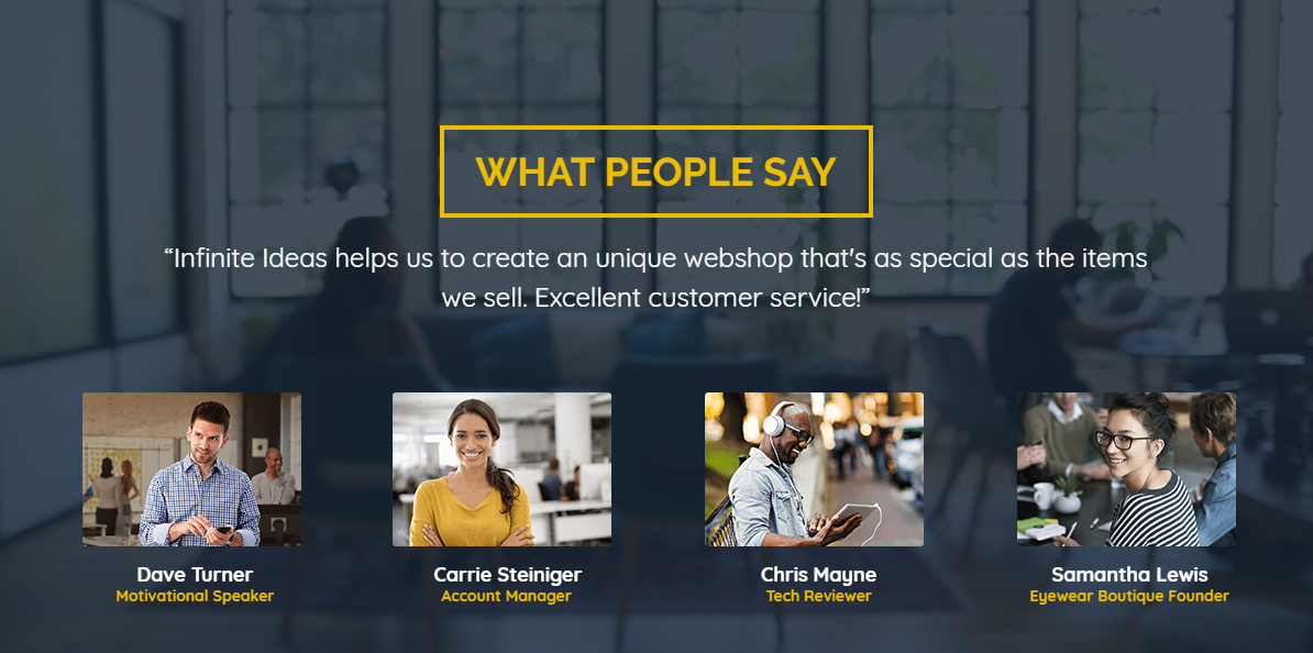Clean and beautiful slider which shows four testimonials.