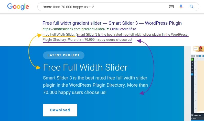 search engine reads text from slider