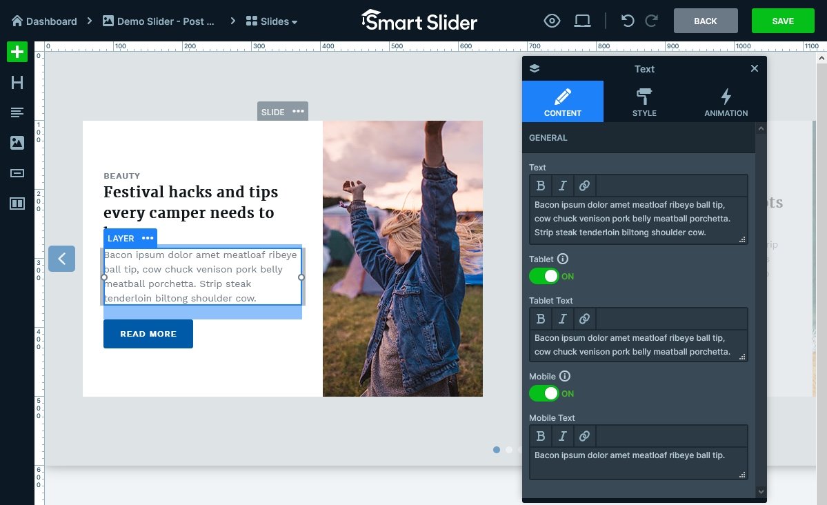 Text layer in Smart Slider 3