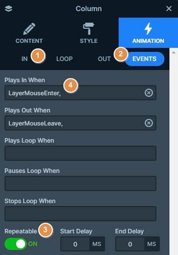 Events for hover effect