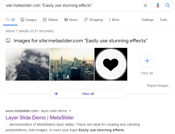 Search engines can read the content of Meta Slider