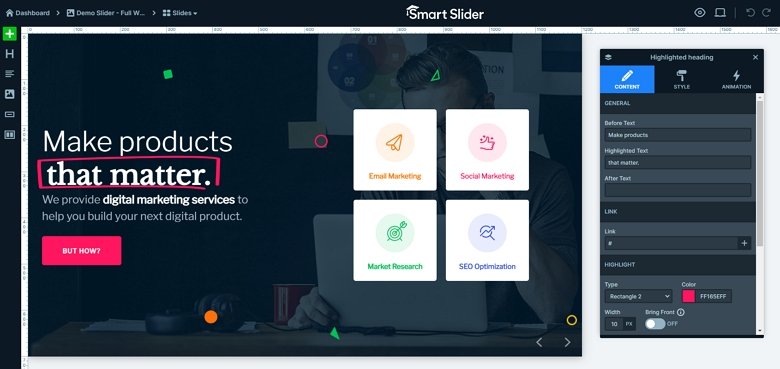 Slide editor in Smart Slider