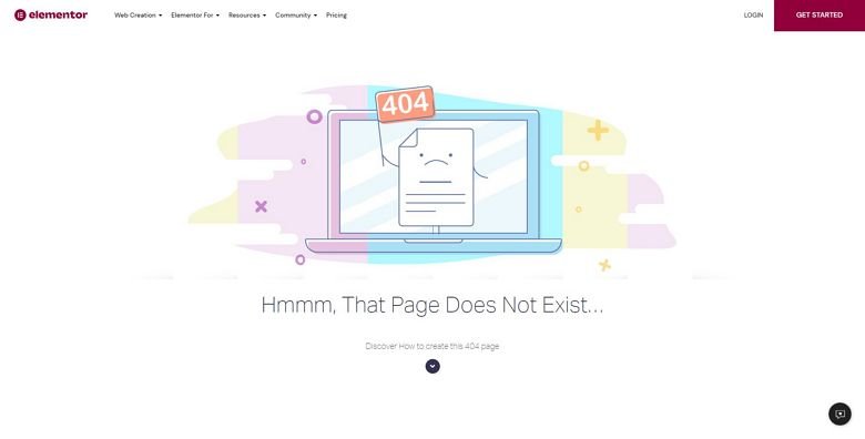 Elementor WordPress 404 page