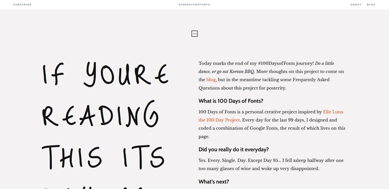 100 days of font helps you find great fonts for your slider