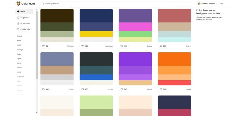 Great color palette resource for your slider desing