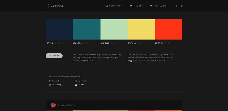 Colormind: a site for finding color palette for your slider