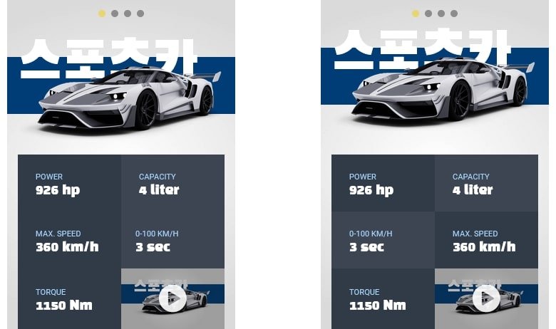 Default colunm order (left) and modified column order (right) on mobile