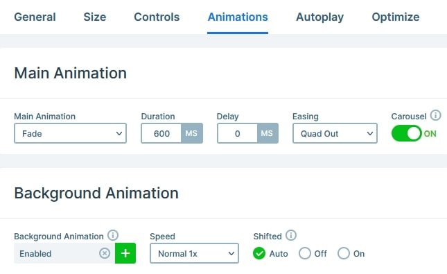 Background animation selector