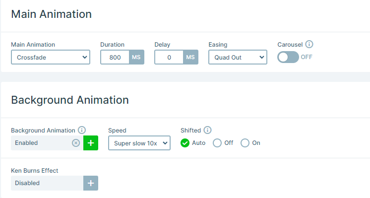 Main and Background Animation Settings in Smart Slider