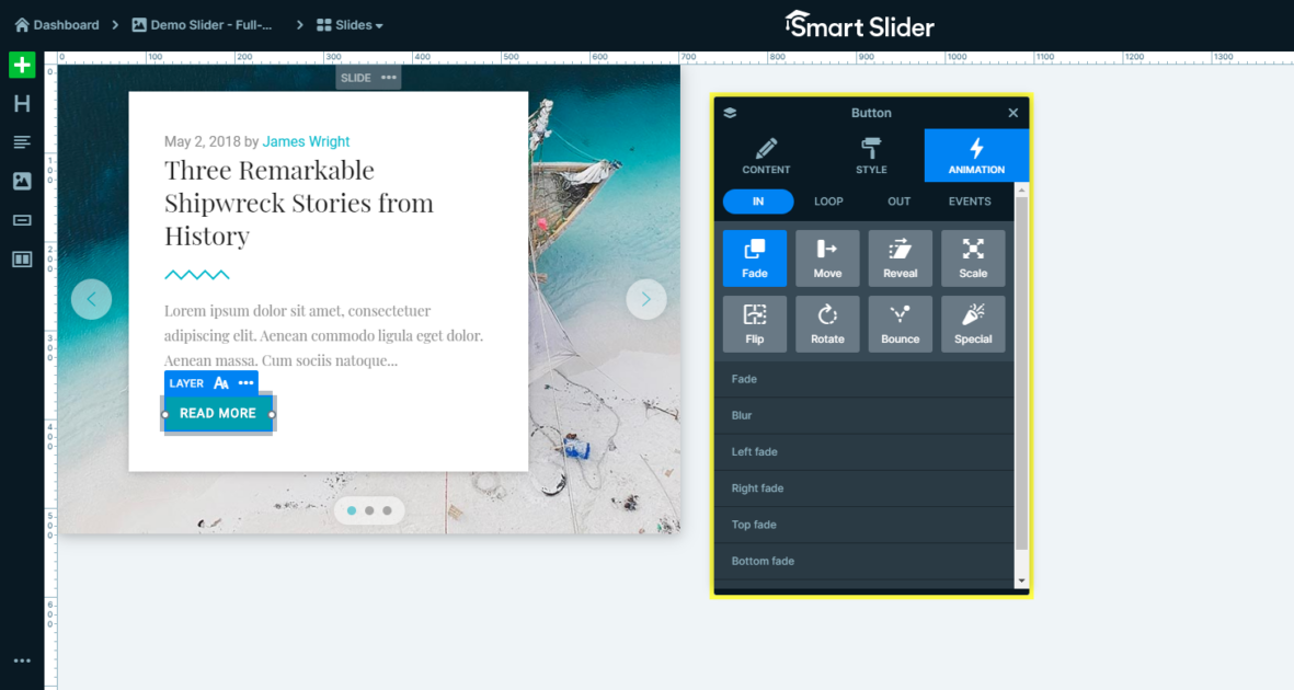 Layer animations in Smart Slider 3