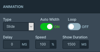 Animation settings for the Animated Heading layer in Smart Slider.