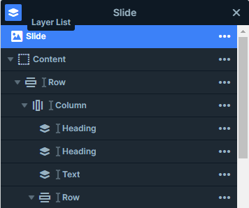 Layer list in Smart Slider