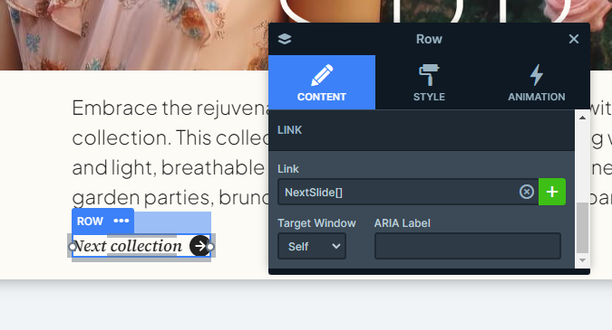 Link action settings in Smart Slider