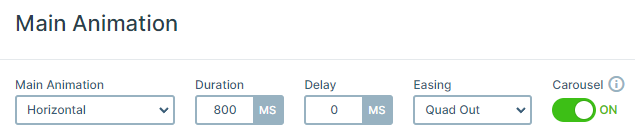 Quad out Main animation settings in Smart Slider