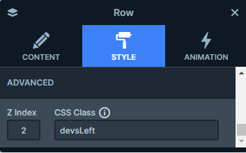 CSS class in Smart Slider Style settings