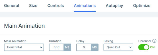 Main animation setting in Smart Slider