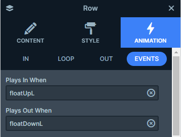 Event settings in Smart Slider