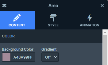 Area layer settings in Smart Slider