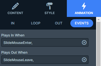 Layer event settings in Smart Slider