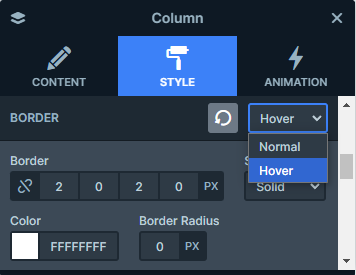 Border settings on hover in Smart Slider