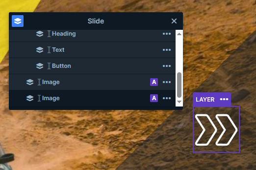 Absolutely positioned layers in the Ride & connect slider
