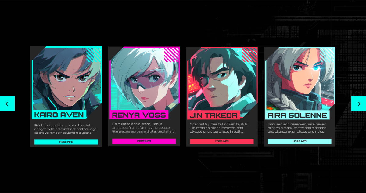 WordPress Character Card Carousel example