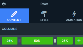 Row's column settings in the AI Art Gallery