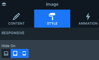 Hid on responsive option set for image layer on mobile and tablet