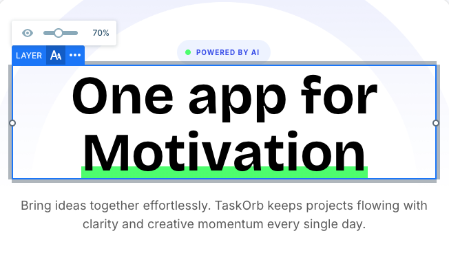 Font resizer settings in the Productivity app slider