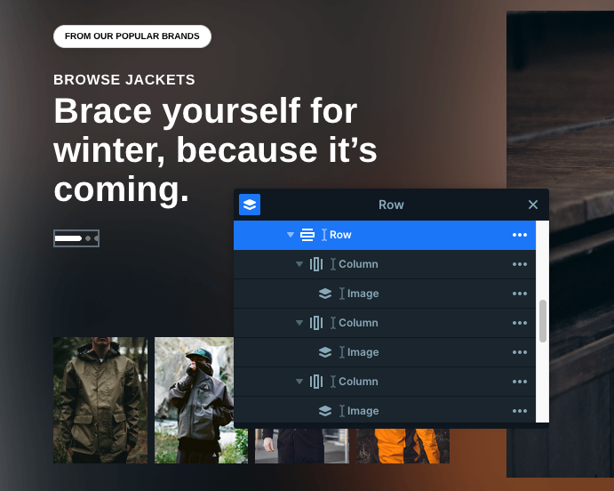 Slide indicator layers in the Winter Fashion slider