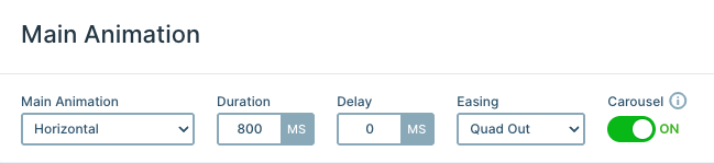 Main animation settings in the Winter Fashion slider