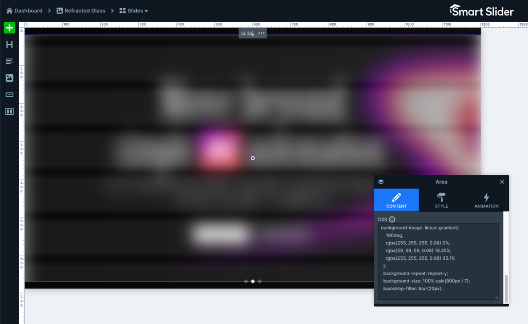 Refracted glass custom CSS settings