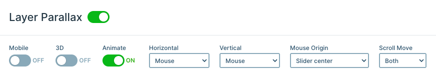 Mouse parallax animation settings